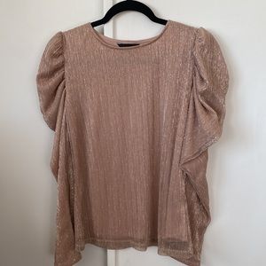 Petal shimmery puff sleeve blouse